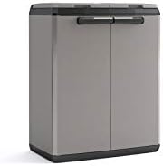 Keter Poubelle de Tri BASIC, Système de Tri des Déchets, 2 Couvercles, Gris