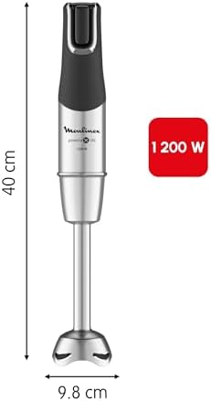 Moulinex Mixeur Plongeant InfinyForce Pro 1200W, Lames Powelix, 5 Fonctions, Noir et Inox