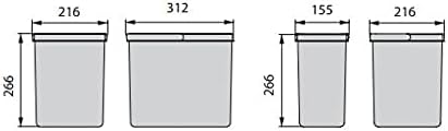 Emuca Poubelles de Tri pour Tiroir de Cuisine, Modèle Recycle, 2x15L + 2x7L, Plastique Gris Anthracite