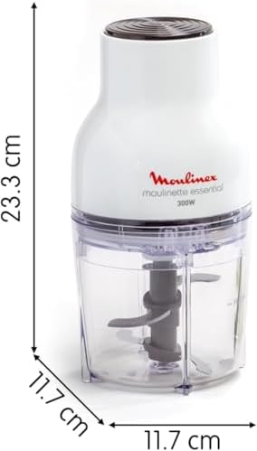 Moulinex Hachoir Électrique Moulinette Essential DJ520110, 300W, 4 Lames, 400ml, Blanc