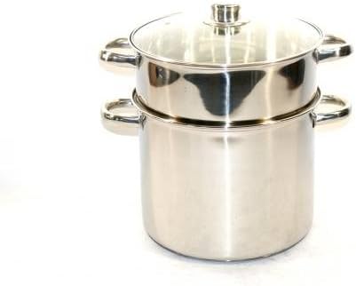 Couscoussier Induction en Acier Inoxydable 24 cm, Capacité 9 L, Couvercle en Verre