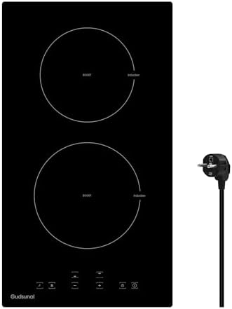 Plaque Induction 2 Feux Encastrable, 3600 W, Noir, 29x52 cm