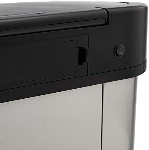 Amazon Basics Poubelle Automatique, Acier Inoxydable, 60L, Argenté/Noir
