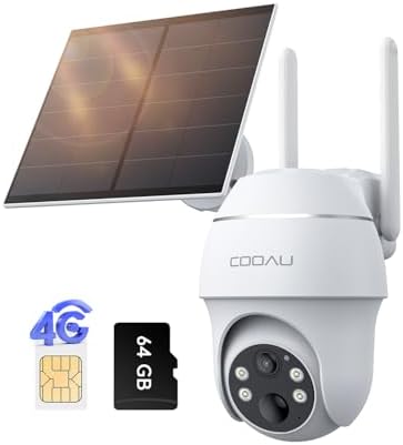 Caméra Solaire 4G LTE Extérieure, 360° PTZ, Vision Nocturne Couleur