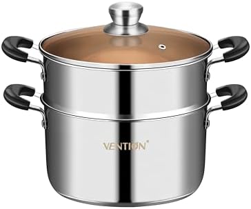 VENTION Couscoussier Induction 2L, Petit Cuiseur Vapeur 18 cm, Acier Inoxydable