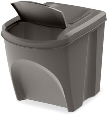 magubo Poubelle à Tri Sélectif, 3 Compartiments, 3x25L, Noir, Robuste et Spacieuse