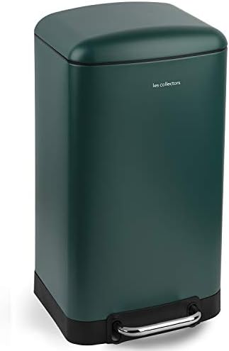 Les Collectors Poubelle de Cuisine à Pédale N°863, Acier Inoxydable, 40L, Vert Canard