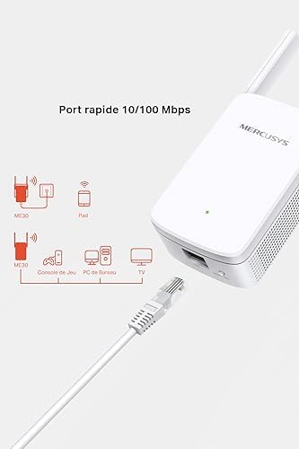 MERCUSYS Répéteur WiFi AC1200 ME30, Amplificateur Bi-Bande, Antennes Réglables, Port Gigabit