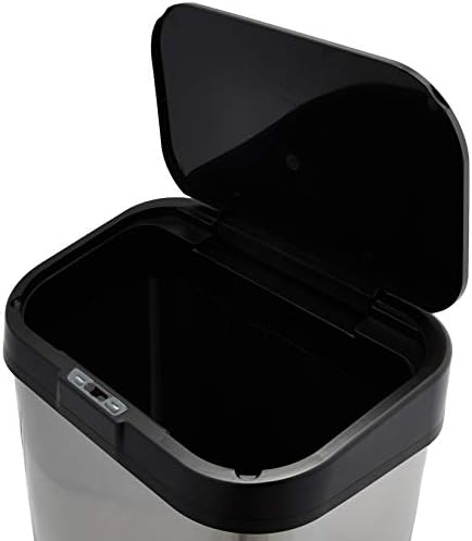 Amazon Basics Poubelle Automatique, Acier Inoxydable, 60L, Argenté/Noir