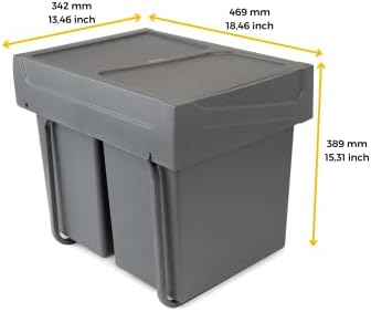 Emuca Poubelles de Recyclage Amovibles, Modèle 8199423, 40L, Gris Anthracite