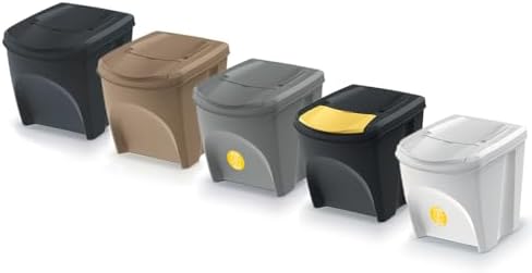 magubo Poubelle à Tri Sélectif, 3 Compartiments, 3x25L, Noir, Robuste et Spacieuse