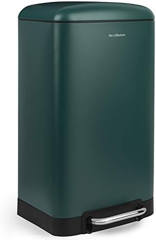 Les Collectors Poubelle de Cuisine à Pédale N°863, Acier Inoxydable, 40L, Vert Canard