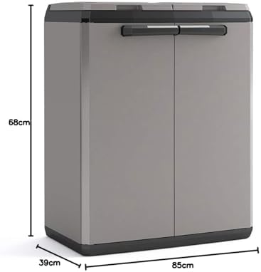 Keter Poubelle de Tri BASIC, Système de Tri des Déchets, 2 Couvercles, Gris