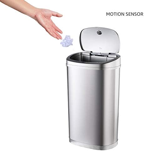 Amazon Basics Poubelle Automatique, Acier Inoxydable, 50L, Argenté