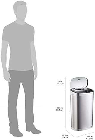 Amazon Basics Poubelle Automatique, Acier Inoxydable, 50L, Argenté