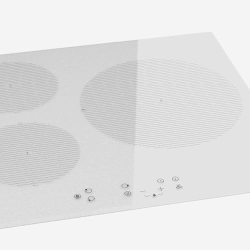 Plaque Induction 3 Feux, Blanc, Contrôle Tactile, 7000W