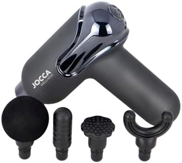 Jocca Pistolet de Massage Musculaire, 9 Vitesses, 4 Têtes Interchangeables, Écran LED