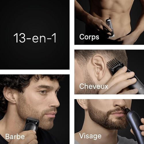 Braun Tondeuse Électrique Tout-En-Un Series 7 AIO7565, Kit 13-En-1, Bleu