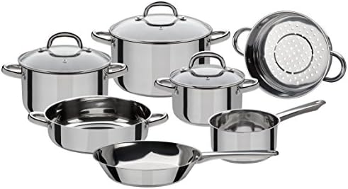 Batterie de Cuisine en Acier Inoxydable 10 Pièces, 24 cm, Argenté