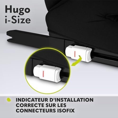 lionelo Siège Auto ISOFIX Hugo I-SIZE, Groupe 2/3, Appui-tête Réglable, Black Carbon