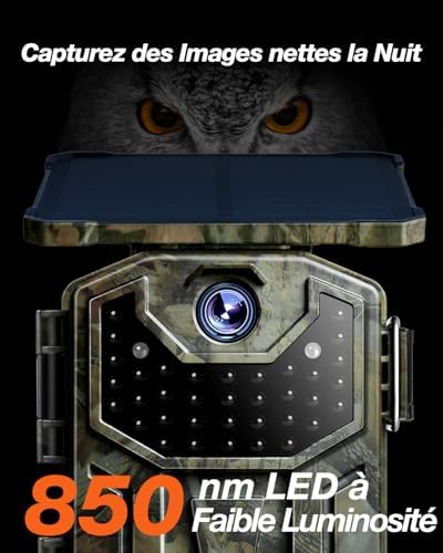 Caméra Solaire 4K 48MP, Vision Nocturne, Étanche IP66