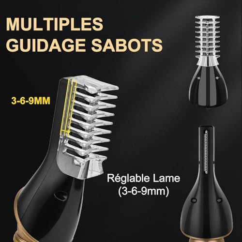Tondeuse Cheveux et Barbe Professionnelle Sans Fil, USB Type-C, Kit Complet