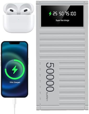 Batterie Externe 50000mAh, Charge Rapide 66W, Affichage LED, Noir