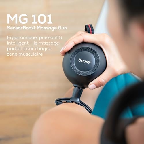 Beurer Pistolet de Massage MG 101, Design Ergonomique, Capteur de Pression, 5 Embouts