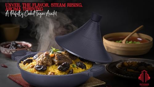 INTIGNIS Tajine Marocain 28 cm, Couvercle Auto-Arrosant, Induction, 4.2L, Antiadhésif