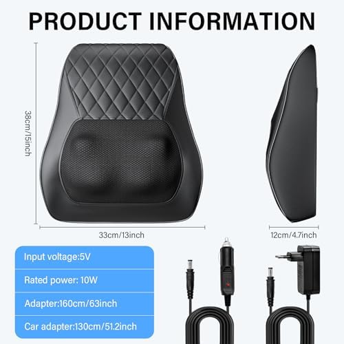 Masseur Cervical 3D avec Coussin Chauffant, 3 Vitesses Réglables et Modes Multiples