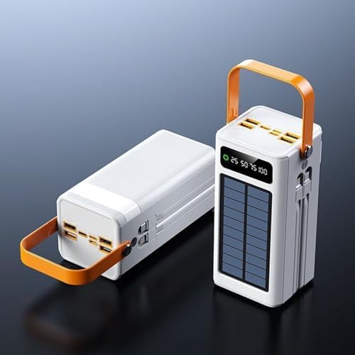 Batterie Externe Solaire 50000mAh, Chargeur Solaire Haute Capacité, Blanc