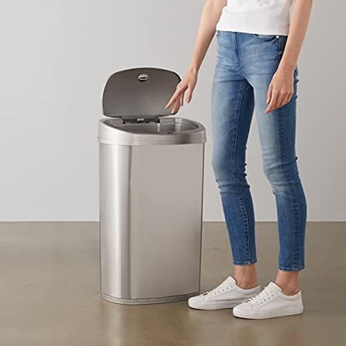 Amazon Basics Poubelle Automatique, Acier Inoxydable, 50L, Argenté