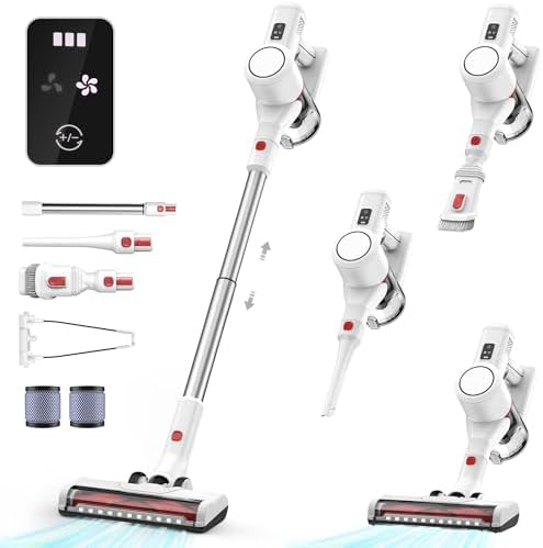 Syntecno Aspirateur Balai sans Fil Puissant P9-W, Moteur 70,000 tr/min, Blanc