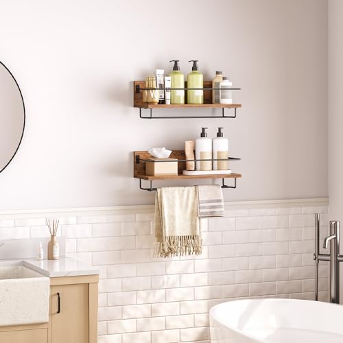 Porte-Bouteilles Muraux Range Bouteille Vin, Marron Rustique et Noir, Lot de 2