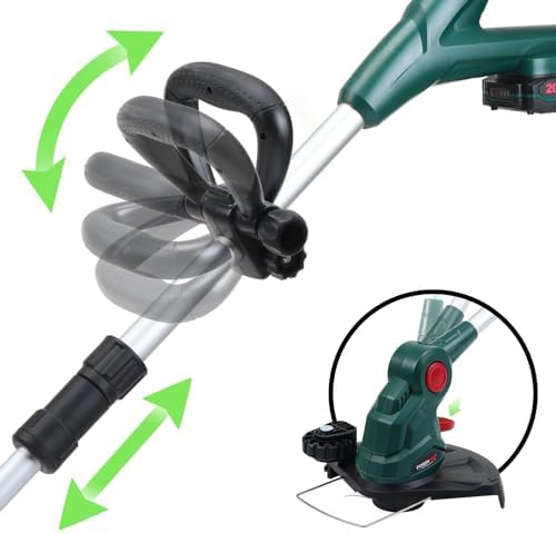 Coupe-Bordures sans Fil 20V, Debroussailleuse Electrique, Poignée Réglable, Lame en Plastique