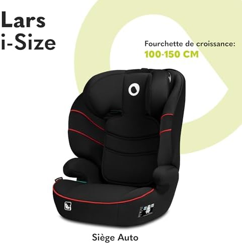 lionelo Siège Auto Isofix Lars I-Size, Groupes 2 et 3, Protection Latérale, Accoudoirs Confortables