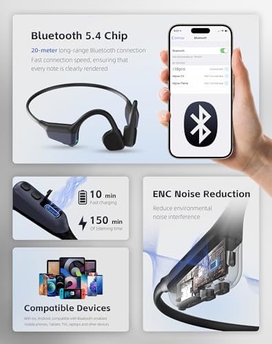 Écouteurs Bluetooth à Conduction Osseuse, Casque Sport Léger, Étanche IPX6
