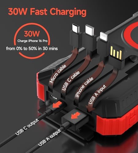 Batterie Externe Solaire 56800 mAh, Chargeur Solaire Étanche avec 5 Sorties et Lampe de Poche