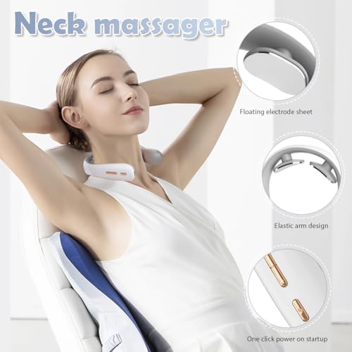Masseur Cervical Chauffant, Appareil de Massage avec 6 Modes et 16 Intensités