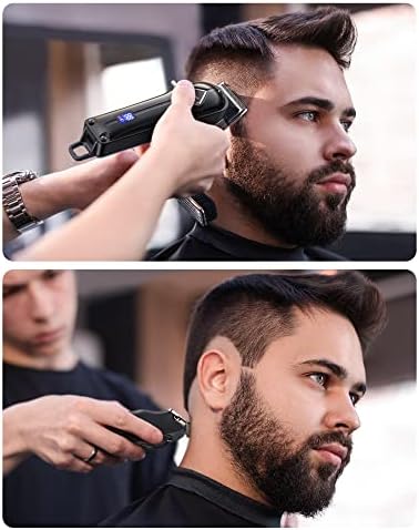 Tondeuse Cheveux et Barbe Professionnelle Sans Fil, 13 Peignes de Guidage, Noir