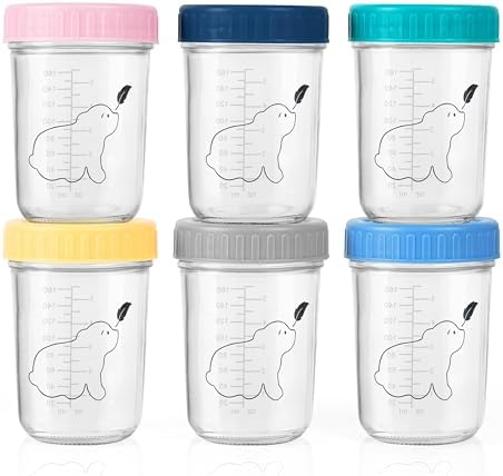 Pots de Conservation en Verre 240ml, Petit Pot en Verre Réutilisable, Lot de 6, Sans BPA