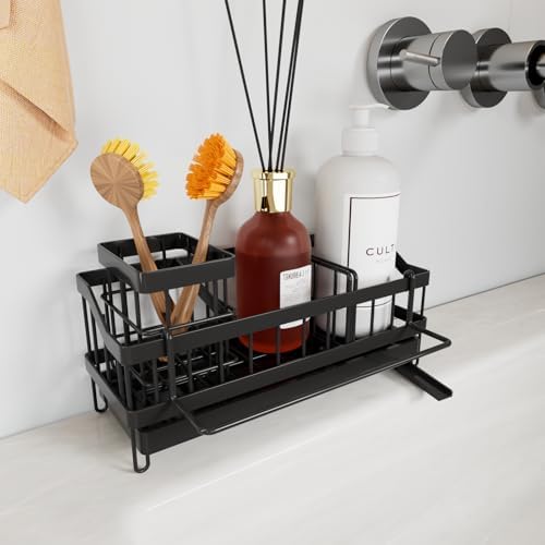 Égouttoir en Acier Inoxydable Organisateur sous évier, Foncé, 24.5x9x13 cm