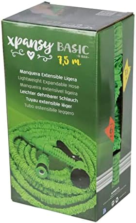 Tuyau d'Arrosage Extensible 7,5m, Vert, Léger et Facile à Utiliser