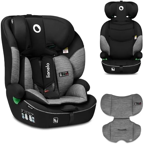 Lionelo Siège Auto Isofix Levi One, 9-36 kg, Protection Latérale, Appui-tête Réglable, Gris-Noir