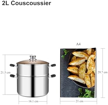 VENTION Couscoussier Induction 2L, Petit Cuiseur Vapeur 18 cm, Acier Inoxydable