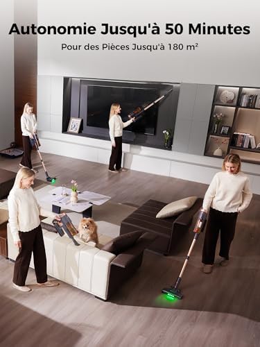 Proscenic Aspirateur Balai sans Fil P11 Ultra, 50kPa, 50 Mins, 500W, Léger et Télescopique