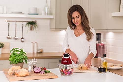 Russell Hobbs Mini Hachoir Électrique Desire Rouge, Modèle 24660-56, Bol en Verre 500ml, Lames en Acier