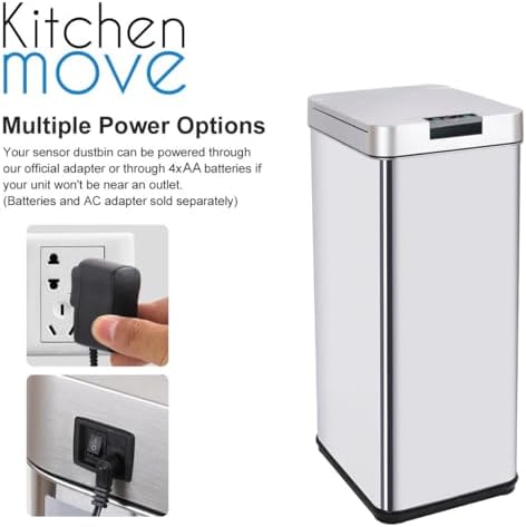 KITCHEN MOVE Poubelle de Cuisine Automatique 50L PARKSIDE, Acier Inoxydable, Design Moderne