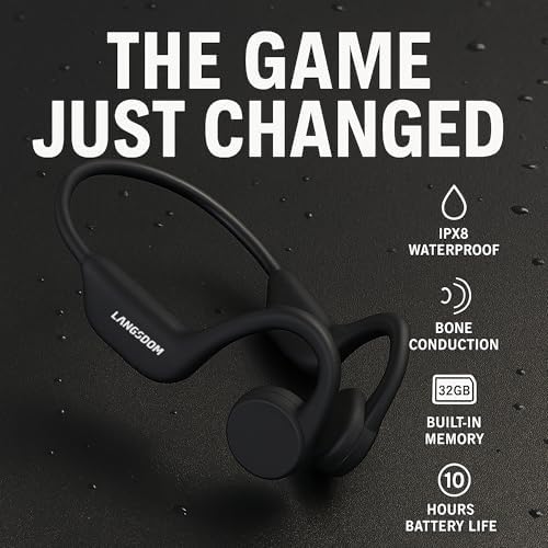 Casque Conduction Osseuse Bluetooth 5.4, Étanchéité IPX8, Mémoire 32 Go