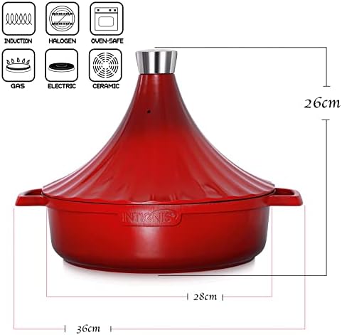 INTIGNIS Tajine Marocain 28 cm avec Couvercle Auto-Arrosant, 4.2L, Antiadhésif